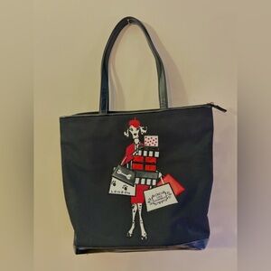 Lulu Guinness London Black Dalmatian Embroidered 100% Cotton Tote Handbag Purse